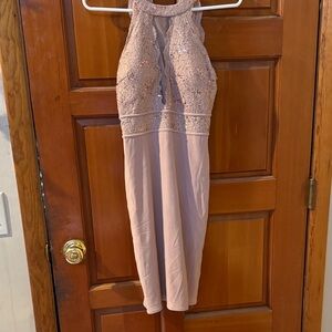Elegant Pinkish nude Sequin Halter Dress